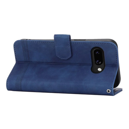 DIERFENG DF-03 For Google Pixel 9a Leather Case Lines Imprint Wallet Phone Cover