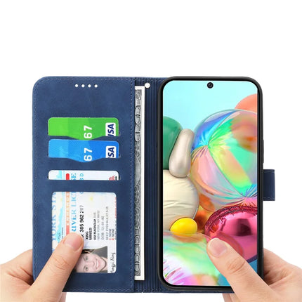 DIERFENG DF-03 For Google Pixel 9a Leather Case Lines Imprint Wallet Phone Cover