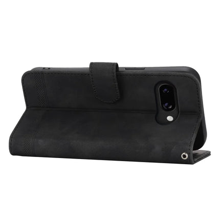 DIERFENG DF-03 For Google Pixel 9a Leather Case Lines Imprint Wallet Phone Cover