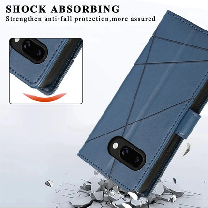 DF-06 For Google Pixel 9a Phone Case Line Imprint Leather Wallet Cover