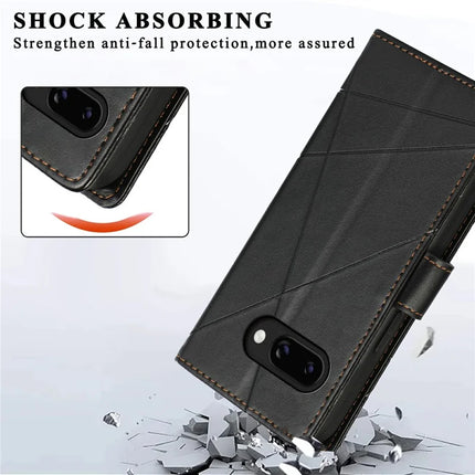 DF-06 For Google Pixel 9a Phone Case Line Imprint Leather Wallet Cover