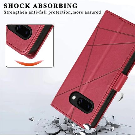 DF-06 For Google Pixel 9a Phone Case Line Imprint Leather Wallet Cover