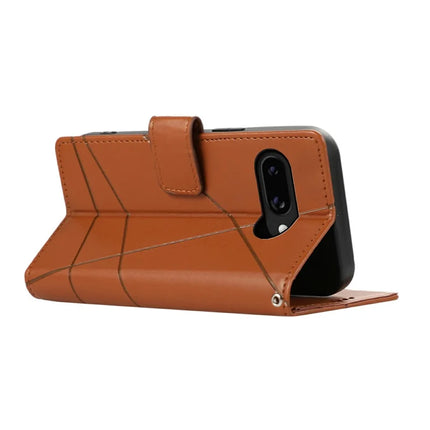 DF-06 For Google Pixel 9a Phone Case Line Imprint Leather Wallet Cover
