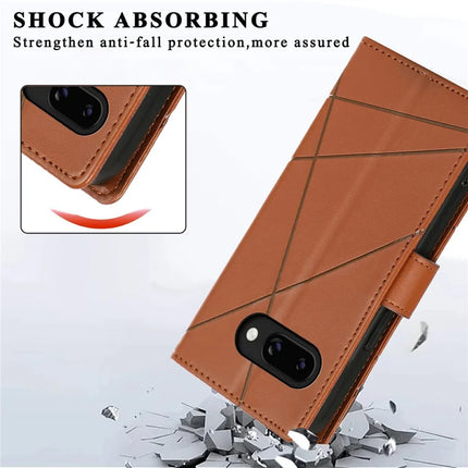 DF-06 For Google Pixel 9a Phone Case Line Imprint Leather Wallet Cover