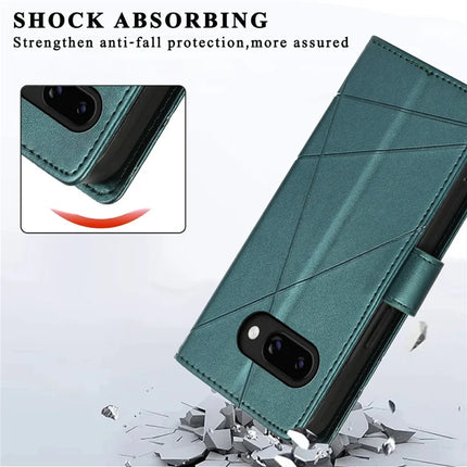 DF-06 For Google Pixel 9a Phone Case Line Imprint Leather Wallet Cover
