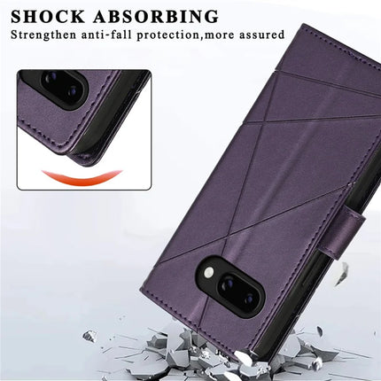 DF-06 For Google Pixel 9a Phone Case Line Imprint Leather Wallet Cover