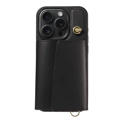 ShopCaseCart Kickstand Durable iPhone 15 Pro Crossbody Phone Protective cover Card Slot Kickstand Leather Coated TPU Mobile Guard