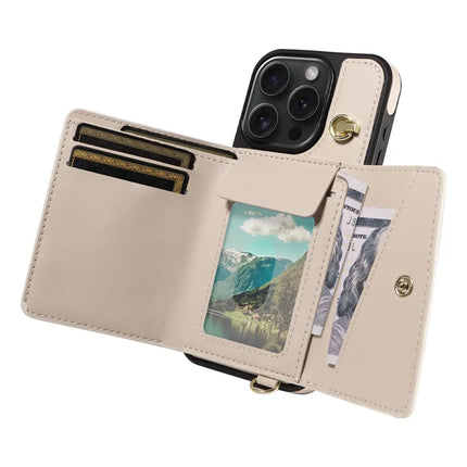 ShopCaseCart Kickstand Durable iPhone 15 Pro Crossbody Phone Protective cover Card Slot Kickstand Leather Coated TPU Mobile Guard