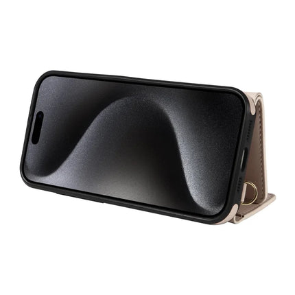 ShopCaseCart Kickstand Durable iPhone 15 Pro Crossbody Phone Protective cover Card Slot Kickstand Leather Coated TPU Mobile Guard