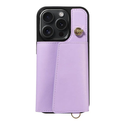 ShopCaseCart Kickstand Durable iPhone 15 Pro Crossbody Phone Protective cover Card Slot Kickstand Leather Coated TPU Mobile Guard