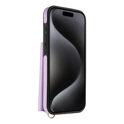 ShopCaseCart Kickstand Durable iPhone 15 Pro Crossbody Phone Protective cover Card Slot Kickstand Leather Coated TPU Mobile Guard