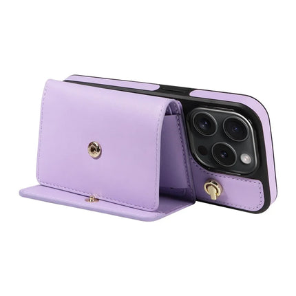 ShopCaseCart Kickstand Durable iPhone 15 Pro Crossbody Phone Protective cover Card Slot Kickstand Leather Coated TPU Mobile Guard