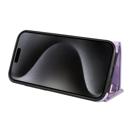 ShopCaseCart Kickstand Durable iPhone 15 Pro Crossbody Phone Protective cover Card Slot Kickstand Leather Coated TPU Mobile Guard