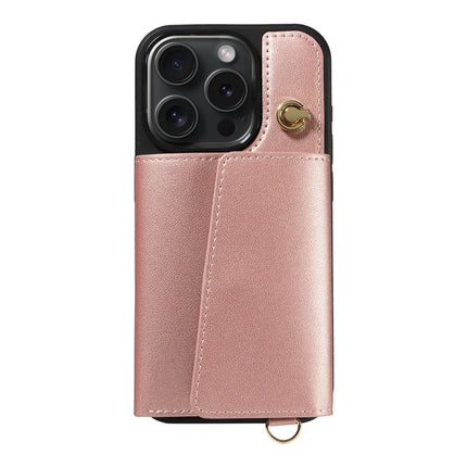 ShopCaseCart Kickstand Durable iPhone 15 Pro Crossbody Phone Protective cover Card Slot Kickstand Leather Coated TPU Mobile Guard