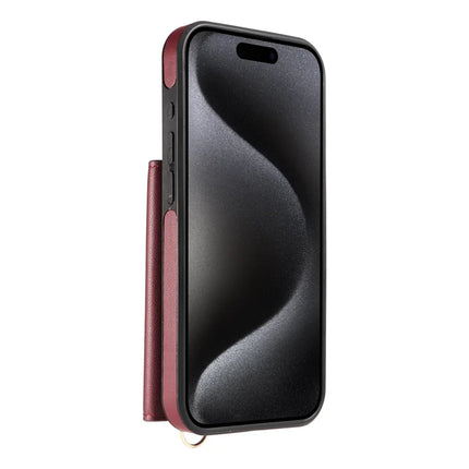 ShopCaseCart Kickstand Durable iPhone 15 Pro Crossbody Phone Protective cover Card Slot Kickstand Leather Coated TPU Mobile Guard