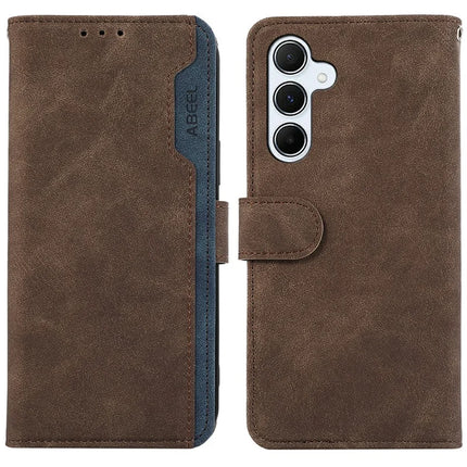ABEEL For Samsung Galaxy A56 5G Case Color Splicing Leather Flip Phone Cover RFID Blocking - Brown