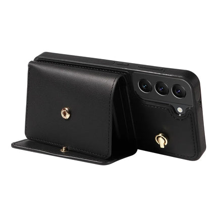 For Samsung Galaxy S22+ 5G Crossbody Phone Case Card Holder Kickstand Leather Coated TPU Mobile Cover