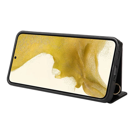For Samsung Galaxy S22+ 5G Crossbody Phone Case Card Holder Kickstand Leather Coated TPU Mobile Cover