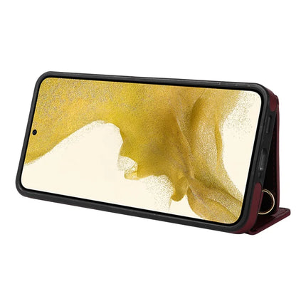 For Samsung Galaxy S22+ 5G Crossbody Phone Case Card Holder Kickstand Leather Coated TPU Mobile Cover