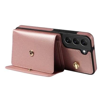 For Samsung Galaxy S22+ 5G Crossbody Phone Case Card Holder Kickstand Leather Coated TPU Mobile Cover