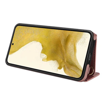 For Samsung Galaxy S22+ 5G Crossbody Phone Case Card Holder Kickstand Leather Coated TPU Mobile Cover