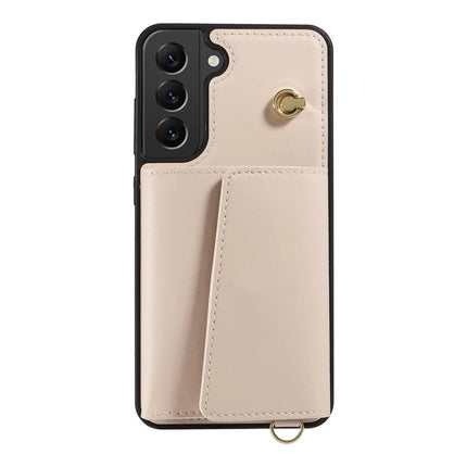 For Samsung Galaxy S22+ 5G Crossbody Phone Case Card Holder Kickstand Leather Coated TPU Mobile Cover