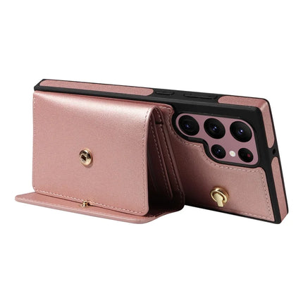 For Samsung Galaxy S22 Ultra 5G Crossbody Phone Case Card Holder Kickstand Leather Coated TPU Mobile Cover