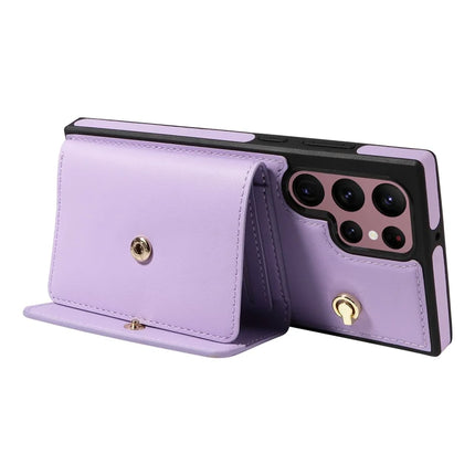For Samsung Galaxy S22 Ultra 5G Crossbody Phone Case Card Holder Kickstand Leather Coated TPU Mobile Cover