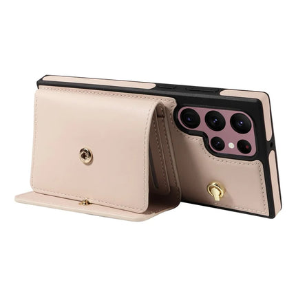 For Samsung Galaxy S22 Ultra 5G Crossbody Phone Case Card Holder Kickstand Leather Coated TPU Mobile Cover