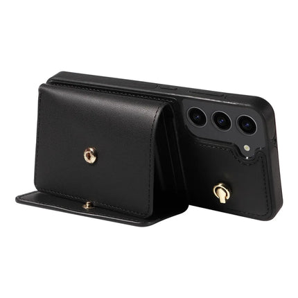 For Samsung Galaxy S23+ Crossbody Phone Case Card Holder Kickstand Leather Coated TPU Mobile Cover
