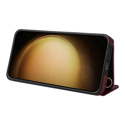 For Samsung Galaxy S23+ Crossbody Phone Case Card Holder Kickstand Leather Coated TPU Mobile Cover