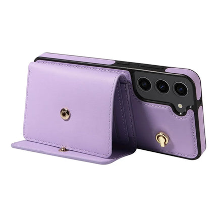 For Samsung Galaxy S23+ Crossbody Phone Case Card Holder Kickstand Leather Coated TPU Mobile Cover