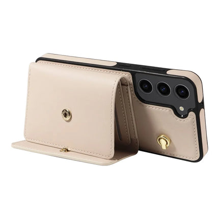 For Samsung Galaxy S23+ Crossbody Phone Case Card Holder Kickstand Leather Coated TPU Mobile Cover