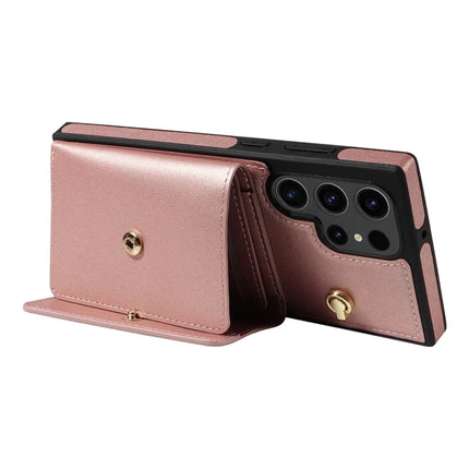 For Samsung Galaxy S23 Ultra Crossbody Phone Case Card Holder Kickstand Leather Coated TPU Mobile Cover
