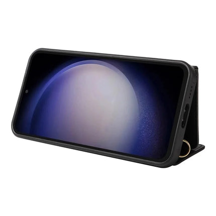 For Samsung Galaxy S23 FE Crossbody Phone Case Card Holder Kickstand Leather Coated TPU Mobile Cover