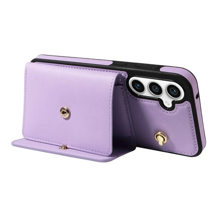 For Samsung Galaxy S23 FE Crossbody Phone Case Card Holder Kickstand Leather Coated TPU Mobile Cover