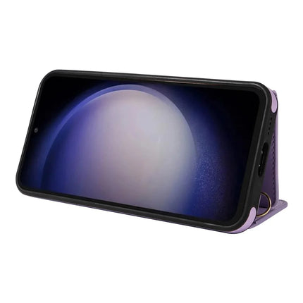 For Samsung Galaxy S23 FE Crossbody Phone Case Card Holder Kickstand Leather Coated TPU Mobile Cover