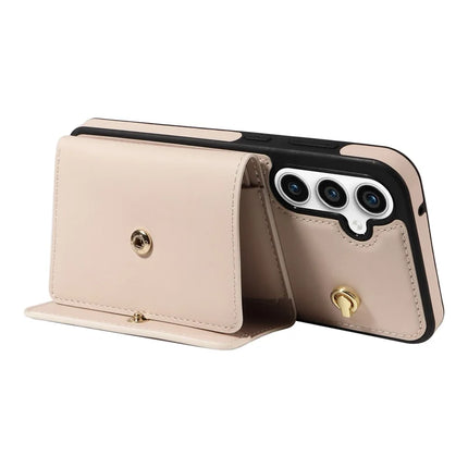 For Samsung Galaxy S23 FE Crossbody Phone Case Card Holder Kickstand Leather Coated TPU Mobile Cover