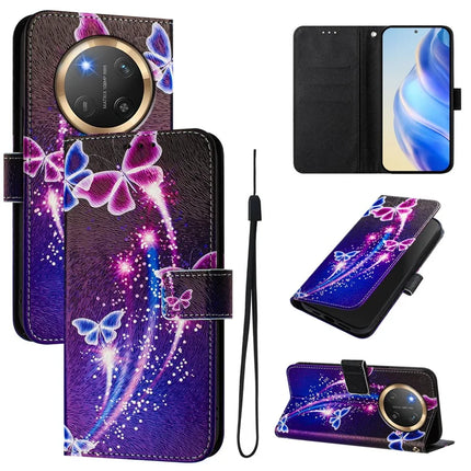 For Honor Magic7 Lite 5G / X9c 5G / X60 Pro 5G Case Pattern Printing Wallet Phone Cover with Strap - Firework Butterfly