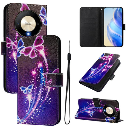 For Honor Magic6 Lite 5G / Honor X50 5G / Honor X9b 5G Case Pattern Printing Wallet Phone Cover with Strap - Firework Butterfly