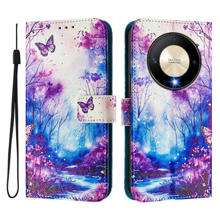For Honor Magic6 Lite 5G / Honor X50 5G / Honor X9b 5G Case Pattern Printing Wallet Phone Cover with Strap