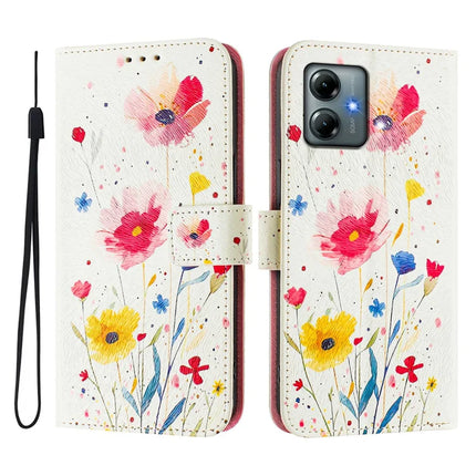 For Motorola Moto G Play (2025) 4G Case Pattern Printing Wallet Phone Cover with Strap