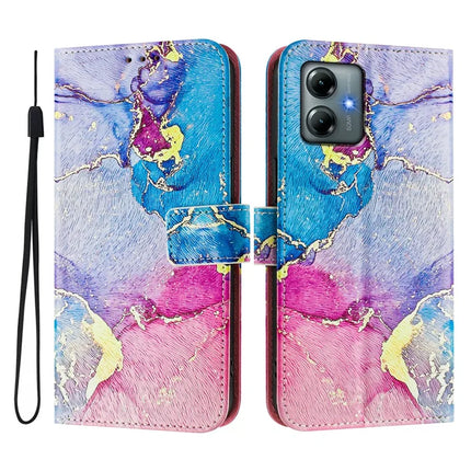 For Motorola Moto G Play (2025) 4G Case Pattern Printing Wallet Phone Cover with Strap