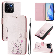 For Honor 200 Smart 5G / Honor X7c 4G / Honor X7c 5G Case Pattern Printing Wallet Phone Cover with Strap - Cute Cat