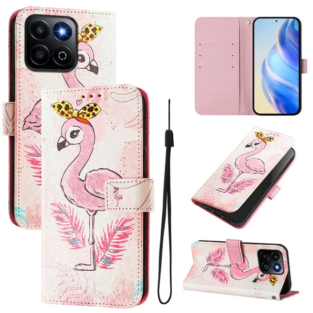 For Honor 200 Smart 5G / Honor X7c 4G / Honor X7c 5G Case Pattern Printing Wallet Phone Cover with Strap - Bird