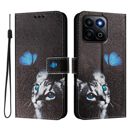 For Honor 200 Smart 5G / Honor X7c 4G / Honor X7c 5G Case Pattern Printing Wallet Phone Cover with Strap