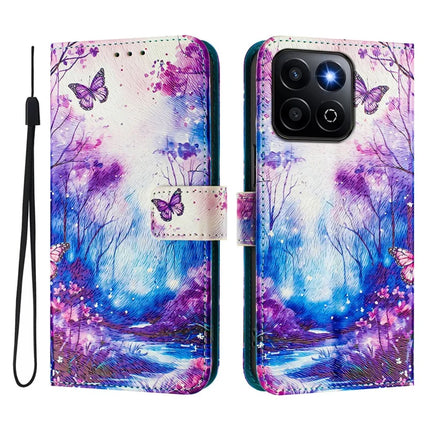 For Honor 200 Smart 5G / Honor X7c 4G / Honor X7c 5G Case Pattern Printing Wallet Phone Cover with Strap