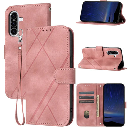 For Samsung Galaxy A26 5G Case Imprinted Line Leather Phone Cover with Handy Strap