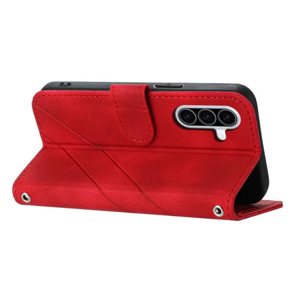 For Samsung Galaxy A26 5G Case Imprinted Line Leather Phone Cover with Handy Strap