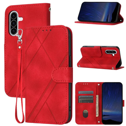 For Samsung Galaxy A26 5G Case Imprinted Line Leather Phone Cover with Handy Strap